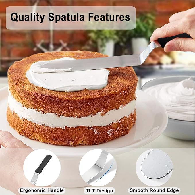 6" Small Angled Icing Spatula, Professional Food Grade Stainless Steel Cake Spatula with Sturdy & Durable Handle, Ideal for Frosting & Decorating Cakes, Baking
