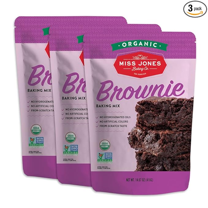 Miss Jones Baking Organic Fudge Brownie Mix, Non-GMO, Vegan-Friendly: Rich Cocoa (Pack of 3)