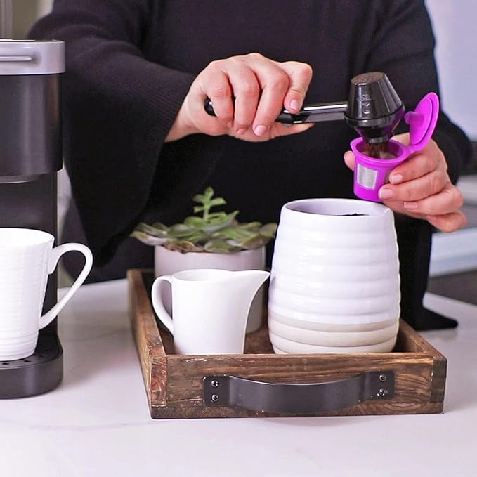 2-Item Bundle: 4-Pack Cafe Save 1-Stream Reusable K Cup Coffee Filters + EZ-Scoop 2 Tbsp Scoop with Integrated Funnel, Refillable Pod Capsule For Use with Keurig & Select Single Cup Coffee Maker