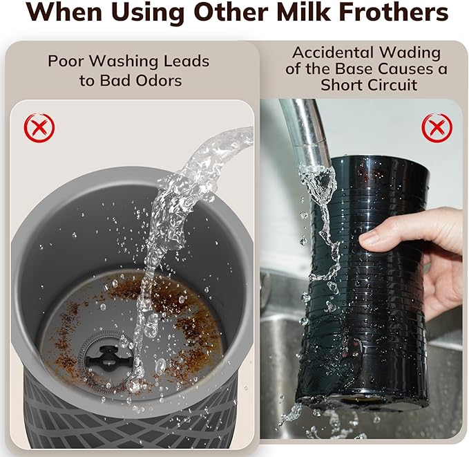Electric Milk Frother and Steamer, 16.9oz/500ml Milk Steamer and Frother for Latte, Dishwasher Safe, BPA Free, 4 Functions, Enjoy Perfect Milk Froth in 2 Min - Black
