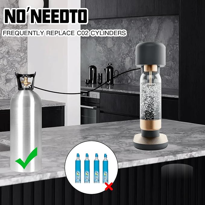 CO2 Tank CO2 Cylinder Quick Connect Adapter Hose with 3500psi Pressure Gauge, CGA320 to TR21-4, Compatible with Fizzi/Onetouch/Jet/AQUA FIZZ Blue Cylinder Soda Water Machine (36in)
