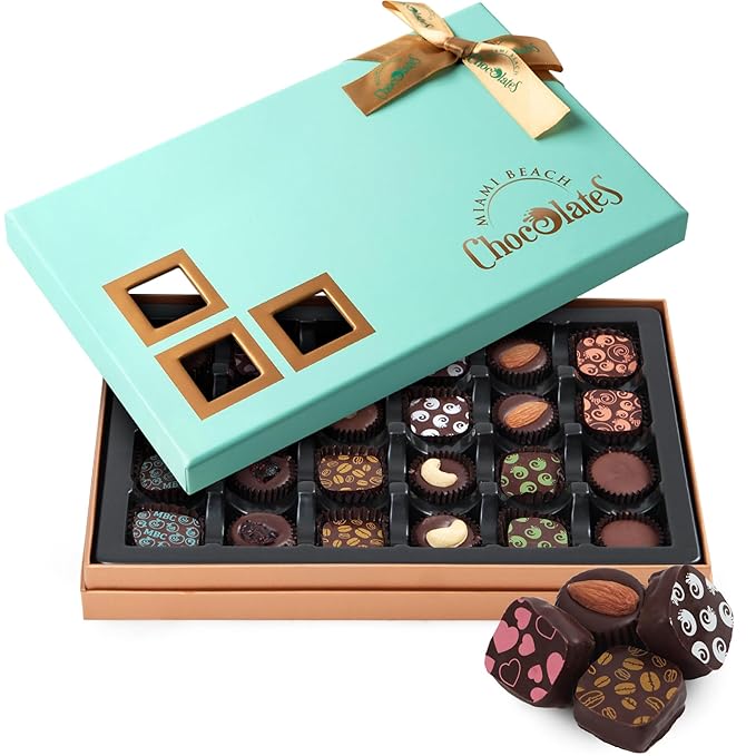 Dark Chocolate Truffles Gift Box, 24 Pieces of Chocolates Gift Box, Ultimate Assorted Chocolates for Birthdays, Holidays or Corporate Gifts, A Premium Chocolate Experience Made for Gifting