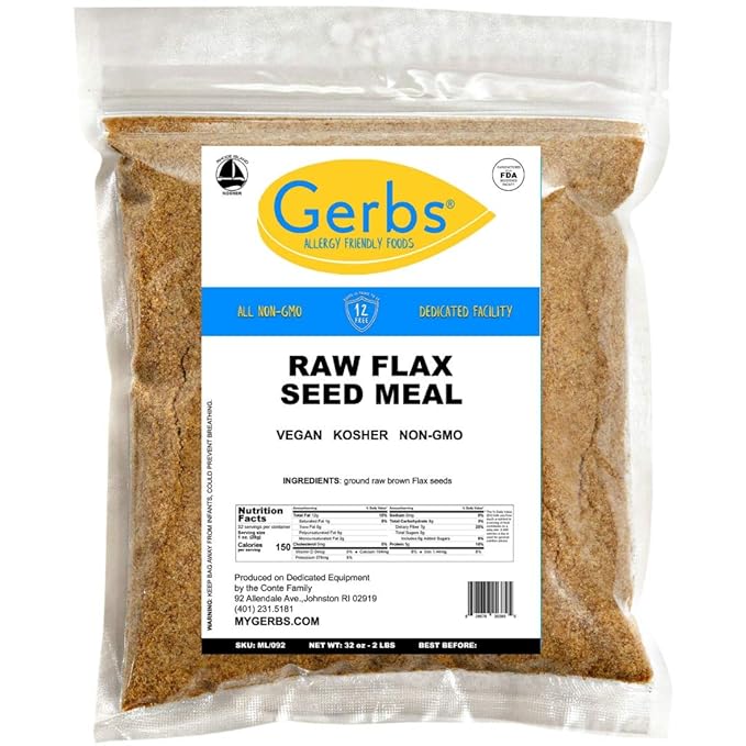 GERBS Flax Seed Meal 2 LBS. Premium Grade | Freshly Harvested & Packaged in Resealable Bulk Bag | Non-GMO, Keto & Paleo Cleared | Improves digestion & Relieves constipation | Gluten Peanut Free