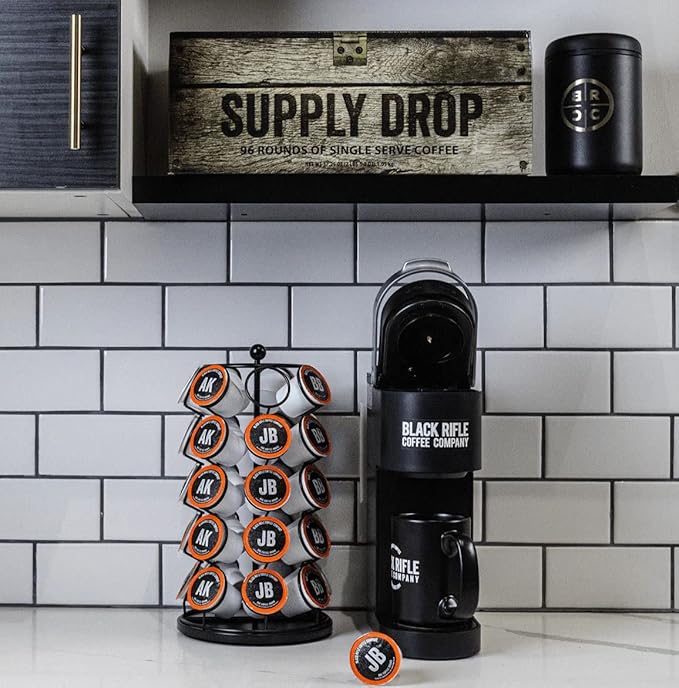 Black Rifle Coffee Company Supply Drop Variety Pack (96 Count of K Cups) - Silencer Smooth (Light), AK-47 (Medium), Just Black (Medium) & BeyondBlack (Dark Roast) - K Cups Coffee Variety Pack