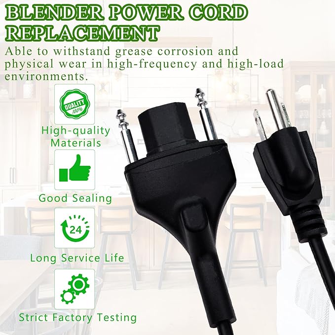 Immersion Blender Power Cord Replacement Replace 89143 Fit for Robot Coupe Blenders MP Series MP350 MP450 MP550 MP600 MP800 Turbo Combi Series C Blender Extended Cords Parts 3-pin Plug 150" Black