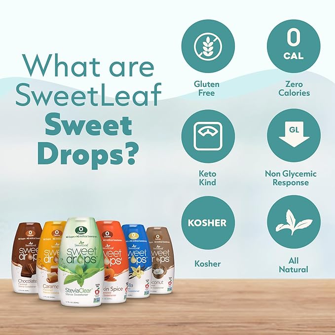 SweetLeaf Sweet Drops Vanilla Stevia Liquid Sweetener - Flavor Foods, Keto Coffee with Sugar Free, 0 Calorie, Non-Glycemic Response SweetLeaf Stevia Drops, 1.7 Fl Oz Ea (Pack of 2)