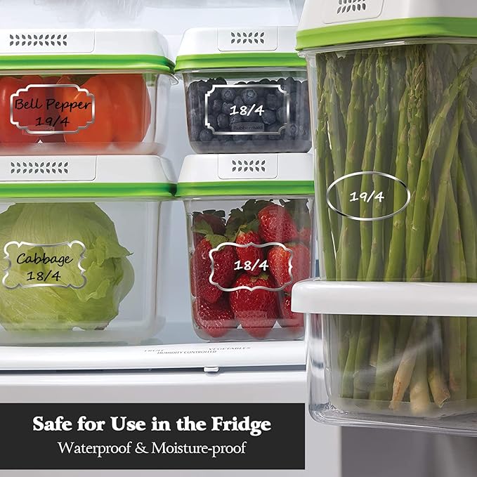 Kitchen Pantry Food Containers Clear Labels with Silver Border, 138 Waterproof Removable Write-on Sticker Labels Tags to Organize Spice Jars Condiment Flour Sugar Canisters Storage Bins,Free 2 Markers
