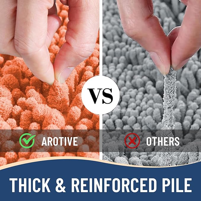 Arotive Luxury Chenille Bathroom Rug Mat, Extra Soft Thick Absorbent Shaggy Bath Rugs, Non-Slip Machine Wash Dry, Plush Bath Mats for Bathroom, Shower and Tub, 34x21, Coral