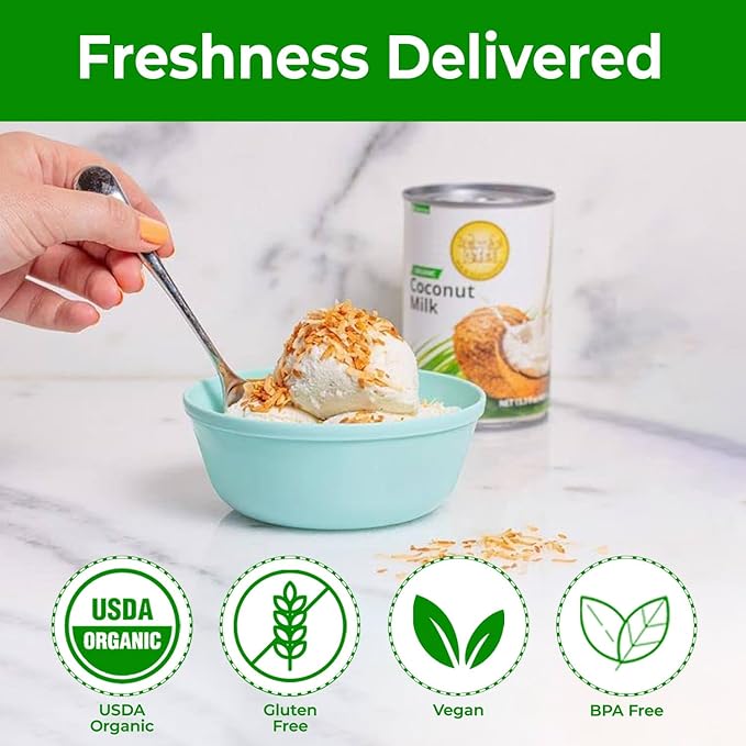 Four Elephants Unsweetened Organic Coconut Milk -13.5 Fl Oz (Canned Pack of 12) - Non-GMO, Gluten Free, USDA Organic, Kosher Certified, Easy Lid Opener