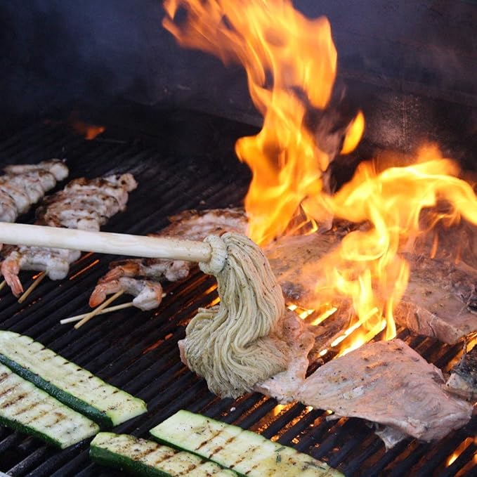 Better Grillin BBQ Bastin Mop Basting Barbecue Brush/Mop Easily Applies Marinades, Sauces, Washes Out, 16in Handle, 4pk