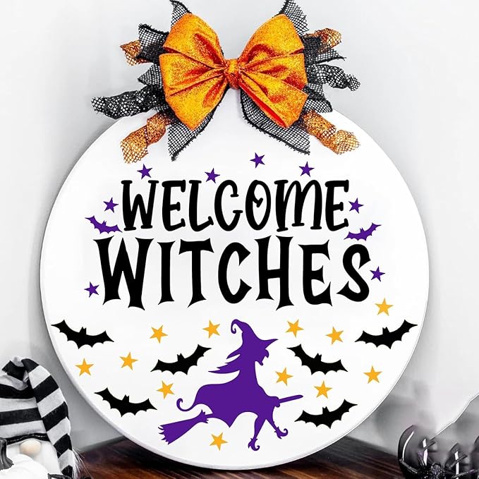 Halloween Stencils for Painting on Wood 12inch Large Halloween Stencil Hey Boo Witches Spider Bats Ghost Draw Templates for Porch Hanger Doormat Fabrics DIY Crafts Decor HW