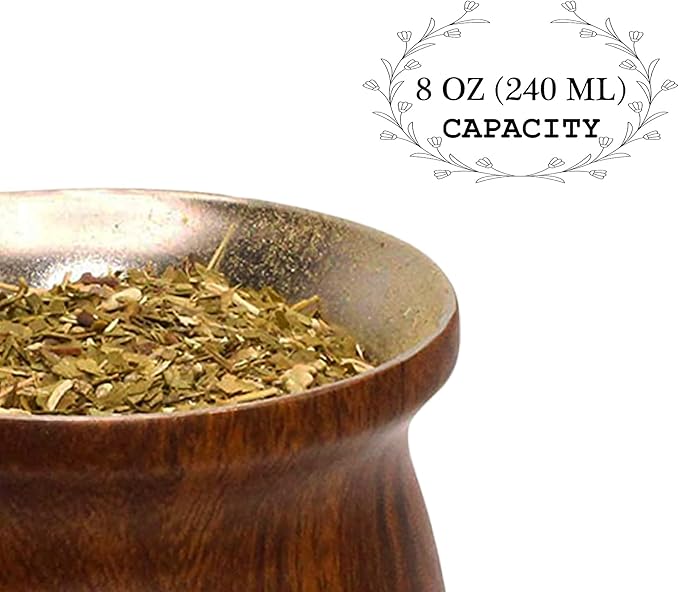 LA FEE Yerba Mate Natural Gourd/Tea Cup Set Brown (Original Traditional Mate Cup - 8 Ounces)，Includes Yerba Mate Straw & Cleaning Brush，Stainless Steel | Double-Walled | Easy to Clean (Brown)