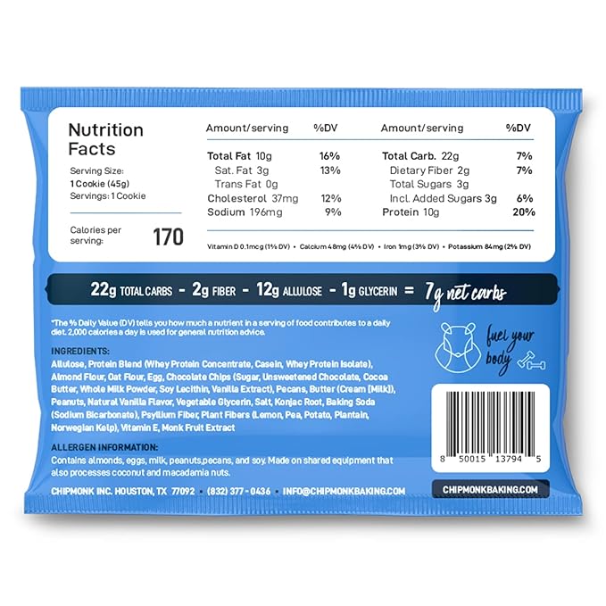 ChipMonk Baking, Variety Pack High Protein Cookies - Low Carb Diet Friendly Gym Snacks, Meal Replacement Cookie, Gluten-Free, Healthy Low Sugar Sweet Snack - Balanced Nutrition Baked Desserts for Energy