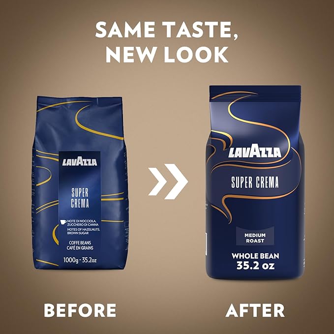 Lavazza Super Crema Espresso - Whole Bean Coffee, 2.2-Pound Bag 2 Pack (Packaging May Vary)