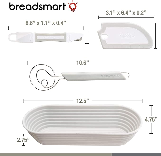 Artisan Bread Making Kit - 5PC Sourdough Bread Baking Supplies Set - Lame, Scraper, Whisk, Banneton Bread Proofing Basket & Cotton Liner