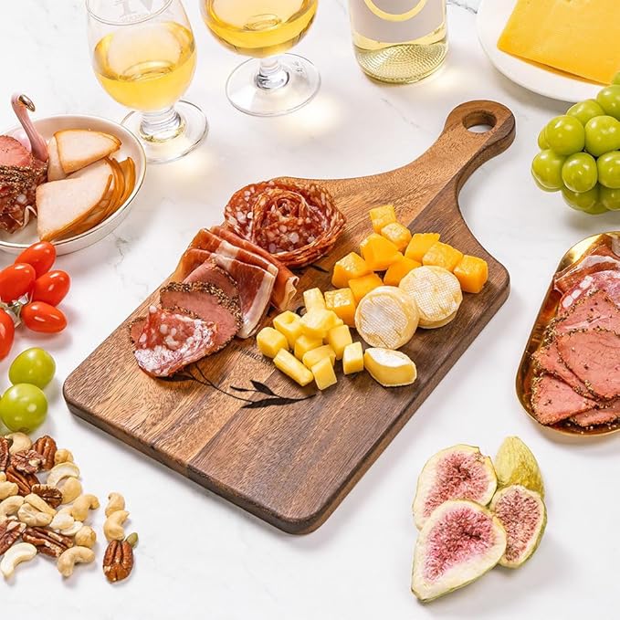 callie Personalized Cutting Board with Monogrammed Name, Wooden Kitchen Cutting Boards with Handle, Reversible Cheese Serving Tray, Housewarming Gifts for Family