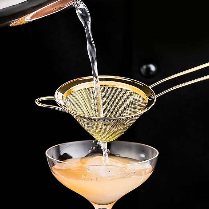 2 Pack Stainless Steel Small Food Strainer, Fine Mesh Sieve with Long Handle, Cocktail Strainer For Cocktails, Tea Herbs, Coffee & Drinks, Rust Proof & Great as Tea Strainer, 3.5inch