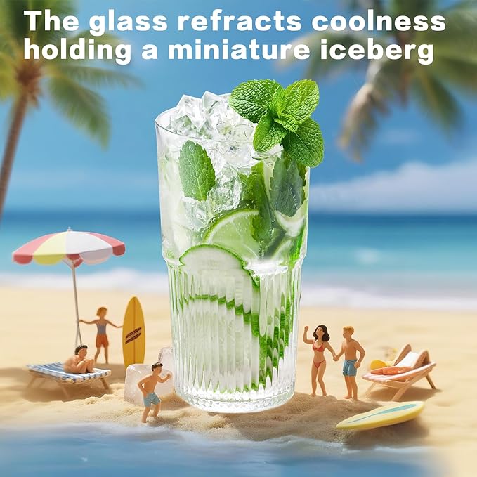 18.5oz Glass Cups with Lids and Straws - Set of 2 Reusable Tumblers, Thickened Shatter-Resistant Glass, Ideal for Iced Coffee, Smoothies, Cocktails, Juices - Elegant & Durable Drinkware