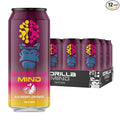 Gorilla Mind Energy Drink | Unmatched Energy · Amplified Focus | N-Acetyl-L-Tyrosine, Alpha-GPC, 200mg Caffeine, Uridine, Saffron | 0 Sugar Or Artificial Colors | 16oz, 12-Pack (Blackberry Lemonade)