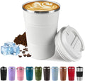 Vacuum-Insulated Stainless Steel Travel Coffee Mug, Leak-Proof Reusable Coffee Cup with Lid - Keep Hot & Cold Drinks for Hours, Durable Thermos Tumbler for Men & Women (3rd-White, 12OZ)