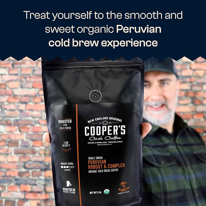 Organic Cold Brew Coffee Peru Reserve Single Origin Peruvian Coarsely Ground - 5 lb. Bag - Medium Roast