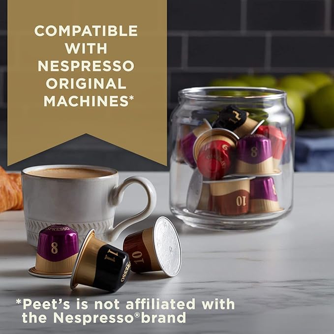 Peet's Coffee, Medium Roast Espresso Capsules, Compatible with Nespresso Original Machine - Caramel, 50 Count (5 Boxes of 10 Espresso Capsules)