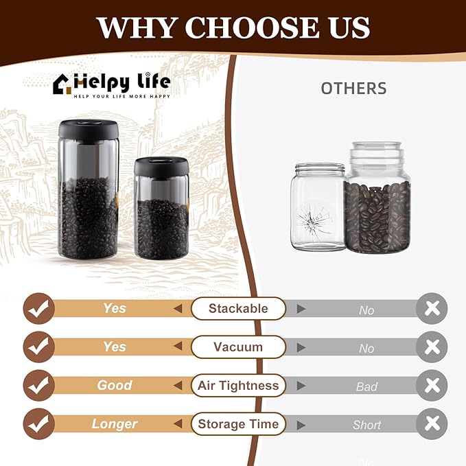 Vacuum Coffee Canister, 40.6floz Grey Glass Coffee Bean Storage,Perfect for Coffee Beans,Loose Tea,Candy,Sugar,Nuts,Spices (1200ML)