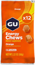 GU Energy Chews, Orange Energy Gummies with Electrolytes, Vegan, Gluten-Free, Kosher, Caffeine-Free, and Dairy-Free On-The-Go Energy for Any Workout, 12 Bags (24 Servings Total)