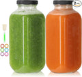 32 oz Glass Juice Bottles with Lids 2 Pack,Reusable Glass Drink Bottles,1000ml Water Drinking Jars for Milk,Juicing,Kombucha,Ginger,Beverage Glassware,Juice Drinking Jars