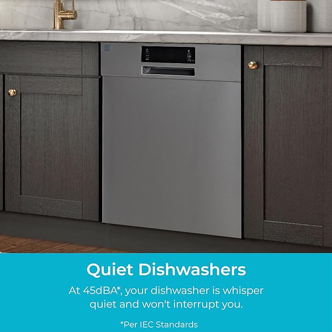 Kenmore 24" Built-in Stainless Steel Tub Dishwasher EasyFlex 3rd, SmartWash, UltraWash Plus, TurboDry, and MoreSpace Adjustable Rack, Energy Star Certified, White