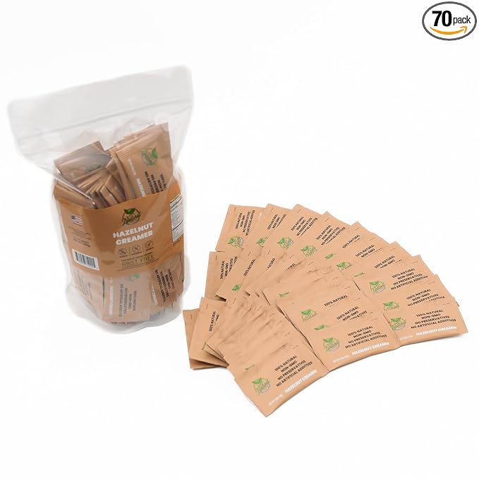 Simply Natural Hazelnut Sweetened Condensed Milk Creamer Single-Serve 10 grams sachet, All Natural Coffee/Tea Creamer (70 sachets bag, Hazelnut flavor)