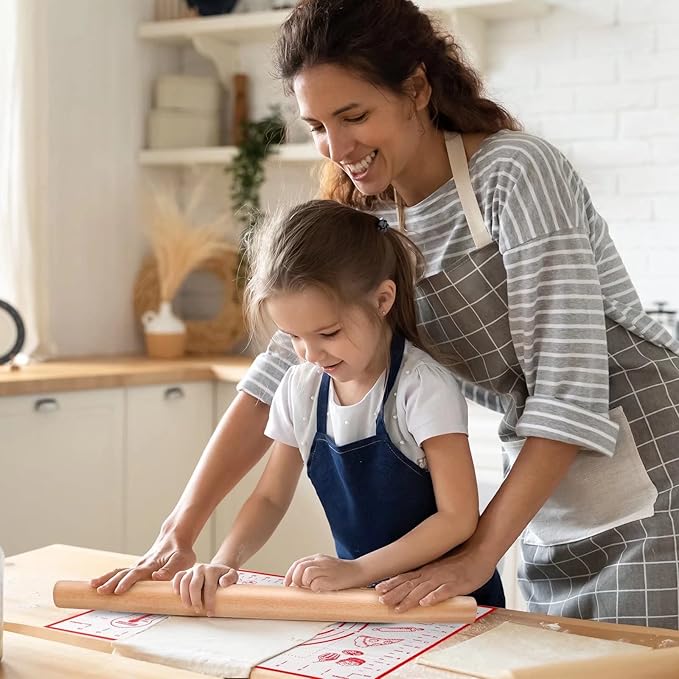 Silicone Baking Mat with Measurements, Pastry Mat for Rolling Out Dough, Kitchen Counter Mat, Red, 20" x 28", Fondant Mat/Oven Liner Mat