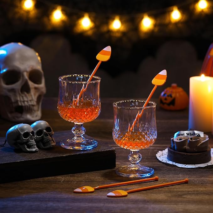 30 Pcs Halloween Swizzle Sticks Plastic Coffee and Cocktail Stirrers Fall Thanksgiving Drink Stirrers Cocktail Mixers for Halloween Fall Autumn Party Tea Coffee Bar Decoration(Popcorn)