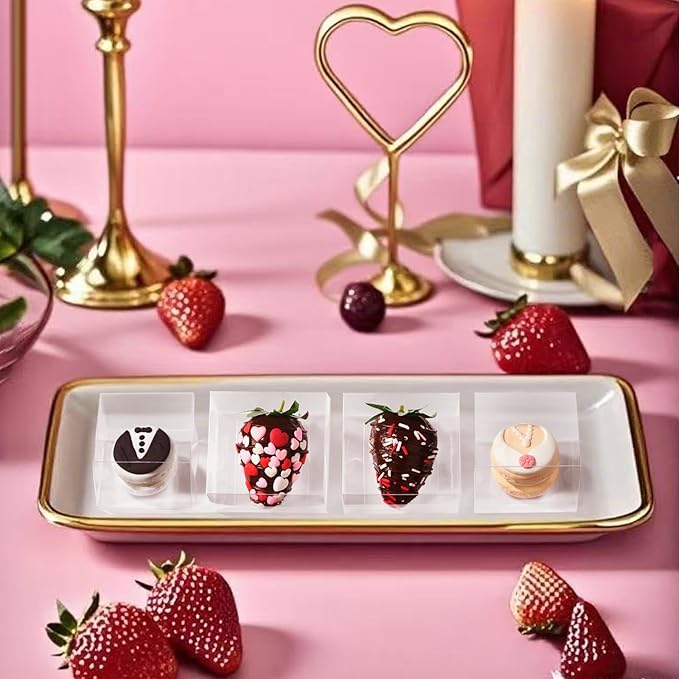 50 Pcs 2.5" X2.2" X2" Clear Single Chocolate Covered Strawberries Box Small Bakery Treat Boxes Macaron Boxes Mini Cinnamon Roll Boxes for 2 Gift Box for Wedding Birthday Christmas Party