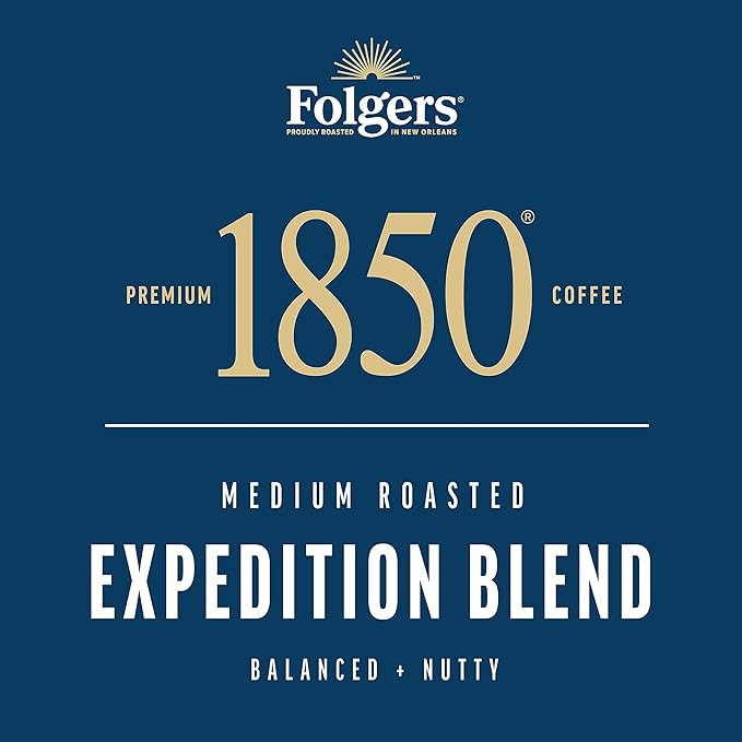 Folgers 1850 Expedition Blend Medium Roast Ground Coffee, 12 Ounce (Pack of 6)