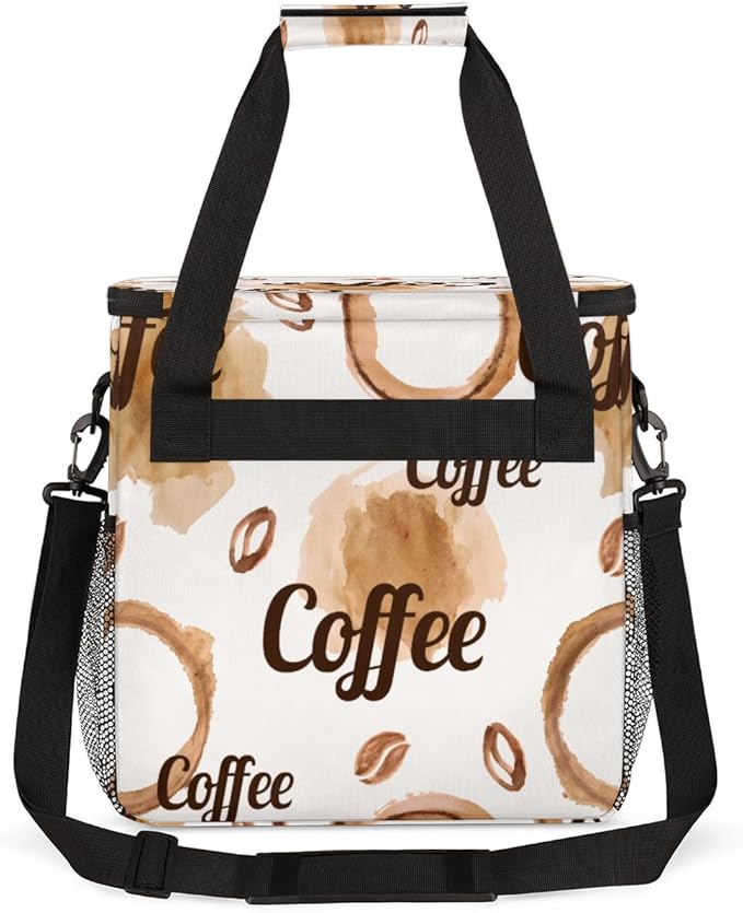 Watercolor Coffee Coffee Maker Carring Bag Coffee Beans Travel Carrying Storage Tote Bag Compatible with Keurig K-Mini or K-Mini Plus Portable Single Serve Coffee Brewer Case with Pockets for K-cup Pods