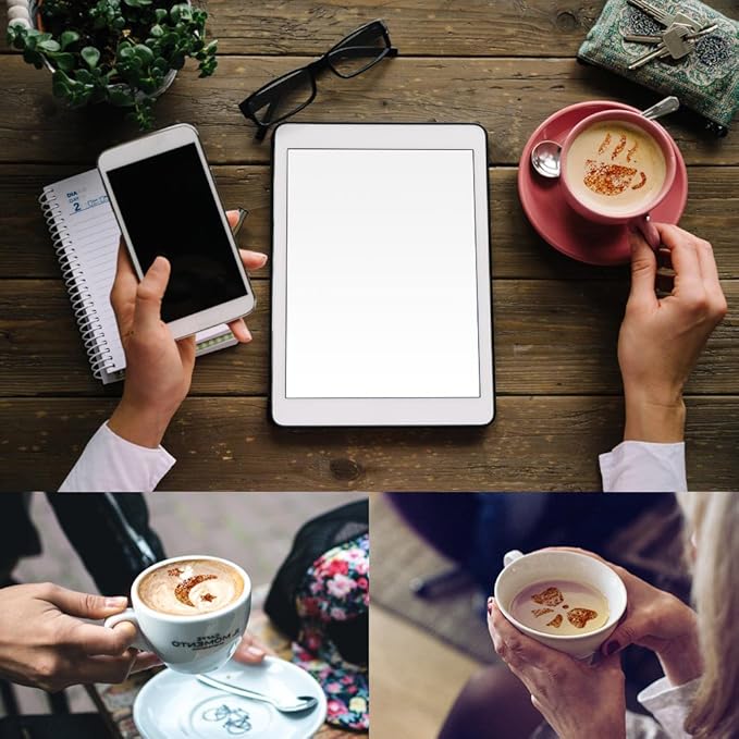 32 Pcs Coffee Decorating Stencils, SENHAI 2 Pack 32 Pcs Foam Latte Art Stencils Barista Template for Decorating Oatmeal Cupcake Cake Cappuccino Hot Chocolate for Adult Kids Children