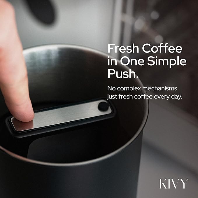 KIVY Vacuum Seal Coffee Canister [AIRTIGHT] - Coffee Canister with Airtight Lid - Airtight Coffee Jar - Air Tight Coffee Container - Vacuum Storage (Glass)