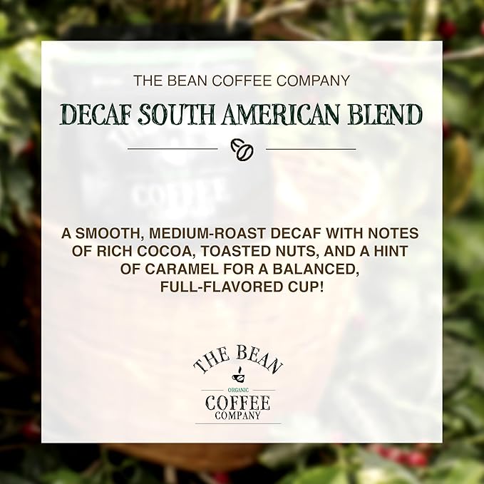 The Bean Organic Coffee Company Water Processed DECAF South America Blend, Medium Roast, Whole Bean Coffee, 5-Pound Bag