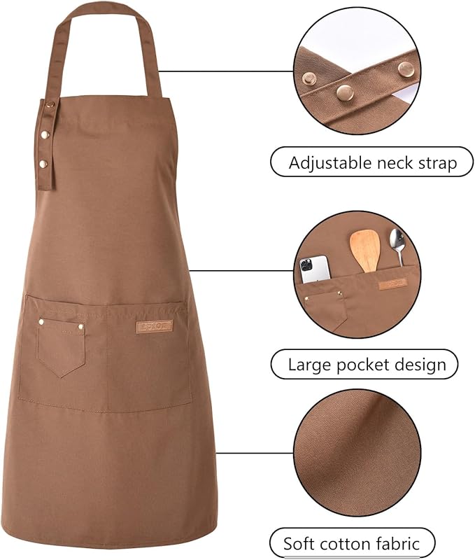 Tosewever Art Aprons for Women Painting Pottery Baking, Mens Buckle Straps Kitchen Apron with Pockets for Chef Cooking