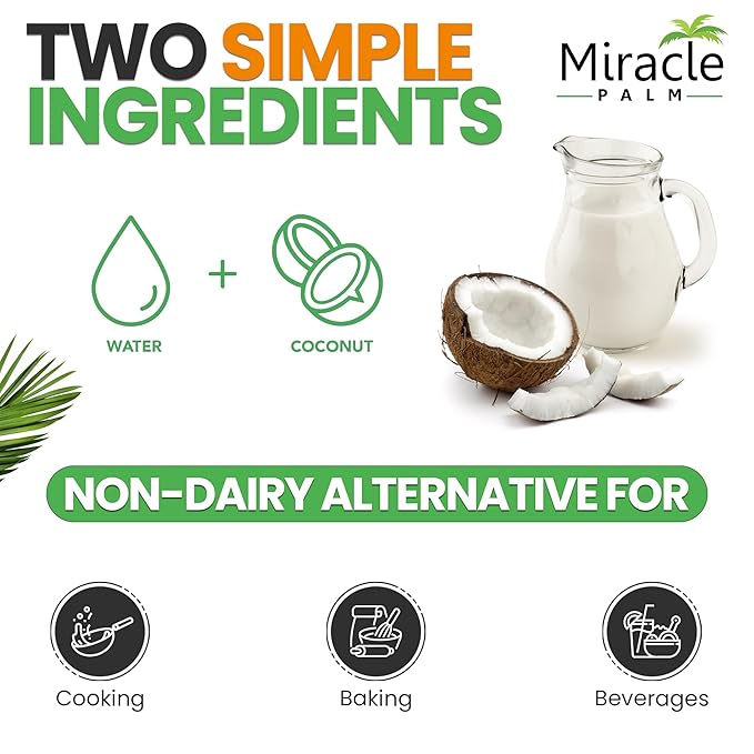 Miracle Palm Coconut Milk Unsweetened - Coconut Milk Canned, Additive Free Organic 13.5 Fl Oz (Pack of 12)