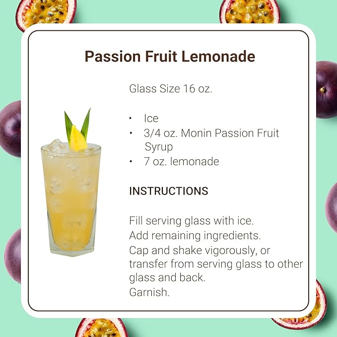 Monin - Passion Fruit Syrup, Sweet Tropical Flavors, Great for Teas, Sodas, & Cocktails, Natural Flavors, No Artificial Sweeteners or Ingredients, Gluten-Free, Vegan, Non-GMO, Clean Label (1 Liter)