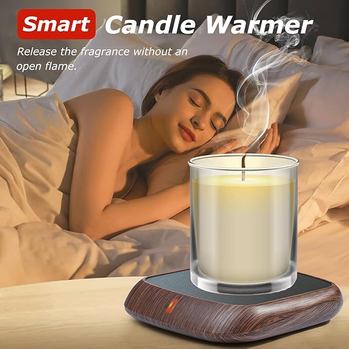 PUSEE Large Candle Warmer Plate with 6H Auto Shut Off, Coffee Mug Warmer with 3 Temp Settings,Wax Candle Warmer Safely Releases Scents Without a Flame,Tea Cup Warmer for Desk in Your Home & Office