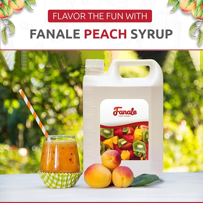 Fanale Premium Flavoring Concentrated Syrup for Bubble Tea 11 lb | Peach Flavor Syrup | for Boba Tea, Smoothies, Slushes, Desserts | 11lb | SRP040