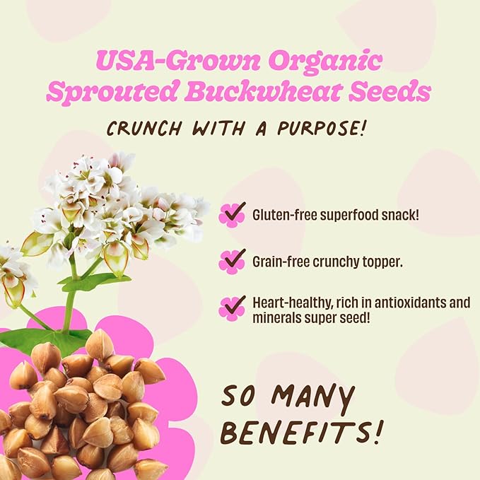 Lil Bucks Sprouted Regeneratively Grown Buckwheat Seeds– Paleo Cereal, Gluten-Free Granola, High in Protein, Low Sugar, Organic Superseed Crunch (CACAO, 6 Pack)