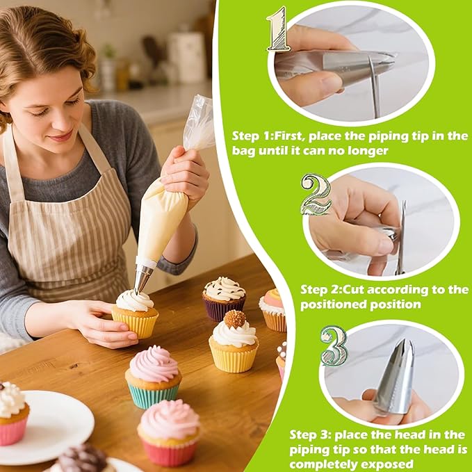 Suuker 1M Cake Decorating Tips, Stainless Steel Large Star Piping Tips Set, Open Star Frosting Tips for Cupcakes, Cookie and Cake Decorating, 3 Pieces