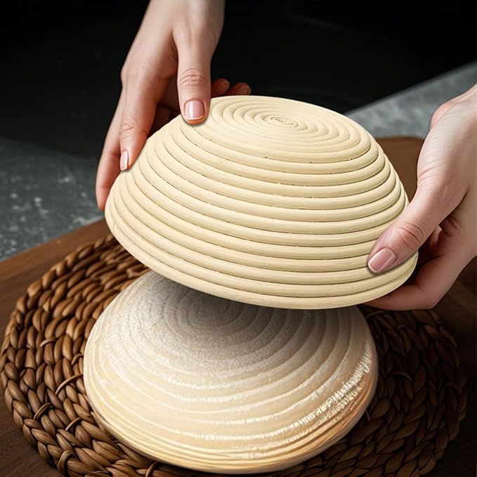 Banneton Bread Proofing Basket Set, 10 In Oval and 9 in Round Proofing Basket, Sourdough Bread Baking Supplies, Silicone Baking Mat, Danish Dough Whisk, Perfect Baker's Gift Set