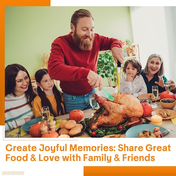 Boao 14 Pcs Heat-resistant Turkey Baster Cooking Set Includes 8 Pcs 11 Inch Turkey Baster, 2 Silicone Basting Brush, 4 Cleaning Brush for Thanksgiving Cooking, BBQ Grill, Baking Meat(Vibrant Color)