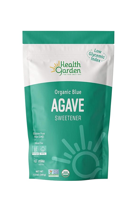Health Garden Organic Blue Agave Sweetener Crystals - Kosher Gluten Free Non GMO Low Carb, 12 OZ