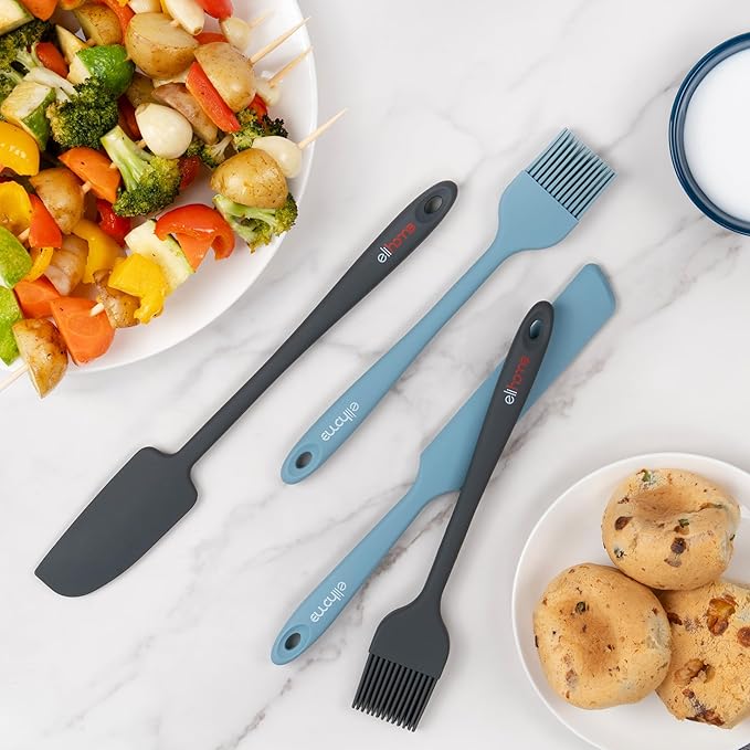 Elihome Mini Silicone Spoonula - Non-Stick Heat Resistant Silicone Scraper Spatula for Mixing, Serving, Scraping, Stirring, and More, 8.75 Inch, Black